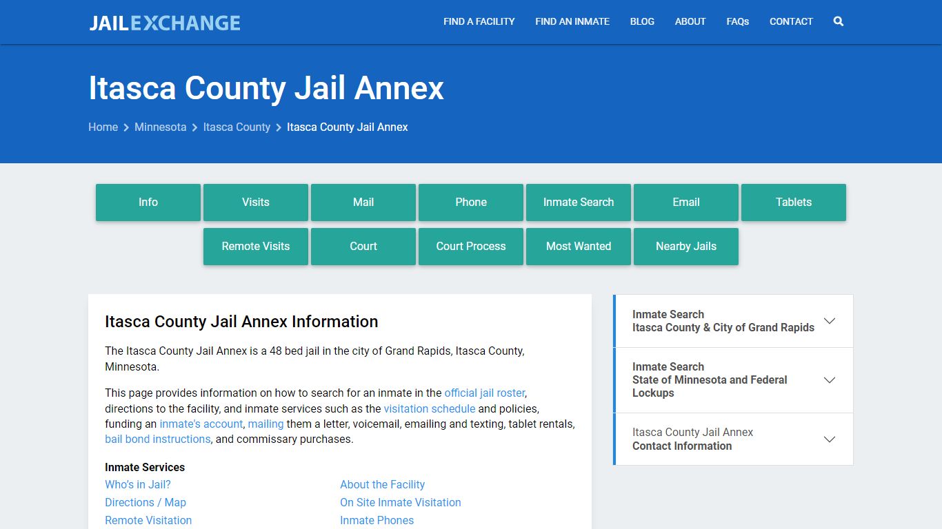 Itasca County Jail Annex, MN Inmate Search, Information