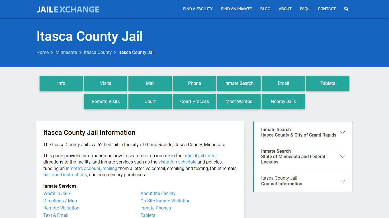 Itasca County Jail, MN Inmate Search, Information